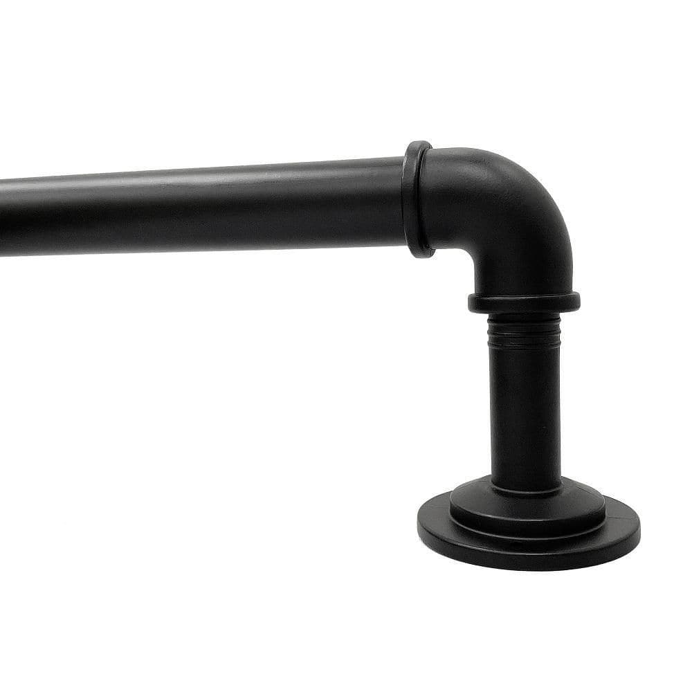 Lumi 1  Single Curtain Rod Set Pewter/ Matte Black- Wraparound finials 36 -72  - Matte Black