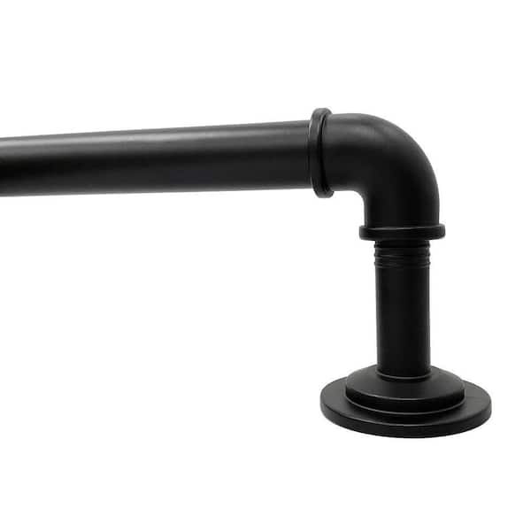 Lumi Home Furnishings 36 in. - 72 in. Telescoping 1 in. Dia Wraparound Single Curtain Rod in Matte Black