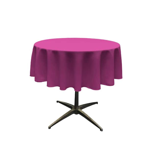 LA Linen 58 in. Round Magenta Polyester Poplin Tablecloth