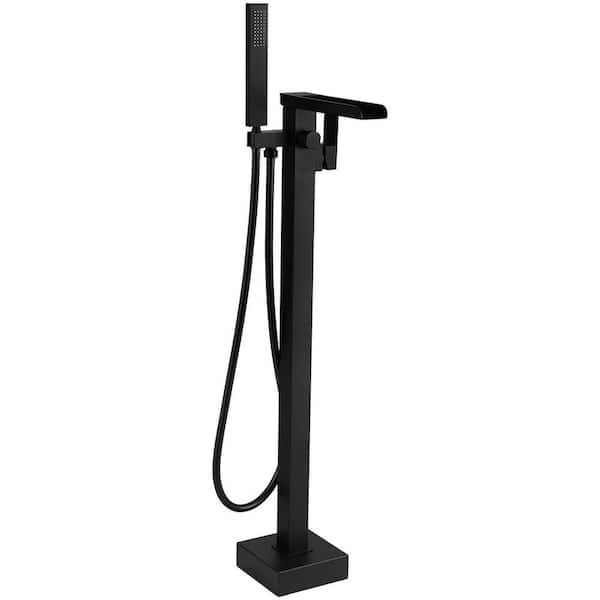 MTTCLE Single-Handle Freestanding Tub Faucet with Hand Shower in Matte Black