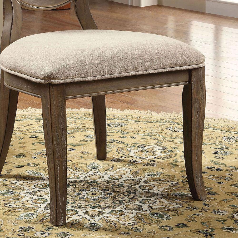 Siobhan Rustic Dark Oak and Ivory Linen Side Chair