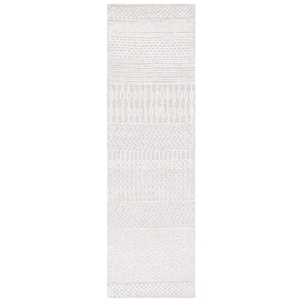 SAFAVIEH Glamour Gray/Ivory 2 ft. x 8 ft. Geometric Runner Rug