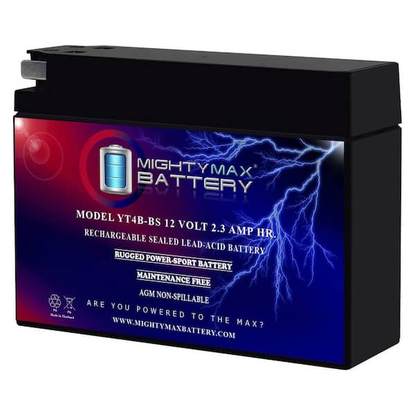 YT4B-BS 12V, 2. 3Ah, AGM, Replacement Battery Compatible with Yamaha YJ50R Vino TTR 50 Suzuki DR-Z70