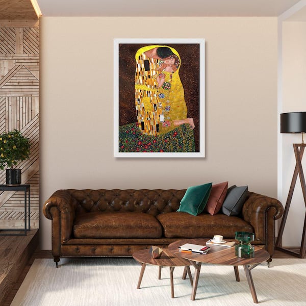 The Kiss Gustav Klimt Hand-painted Oil Painting,art Nouveau Style,couple  Embracing on Flowery Meadow,living Room Large Wall Art in Stock 