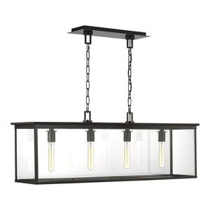 Freeport 4-Light Heritage Copper Linear Outdoor Chandelier with Clear Glass