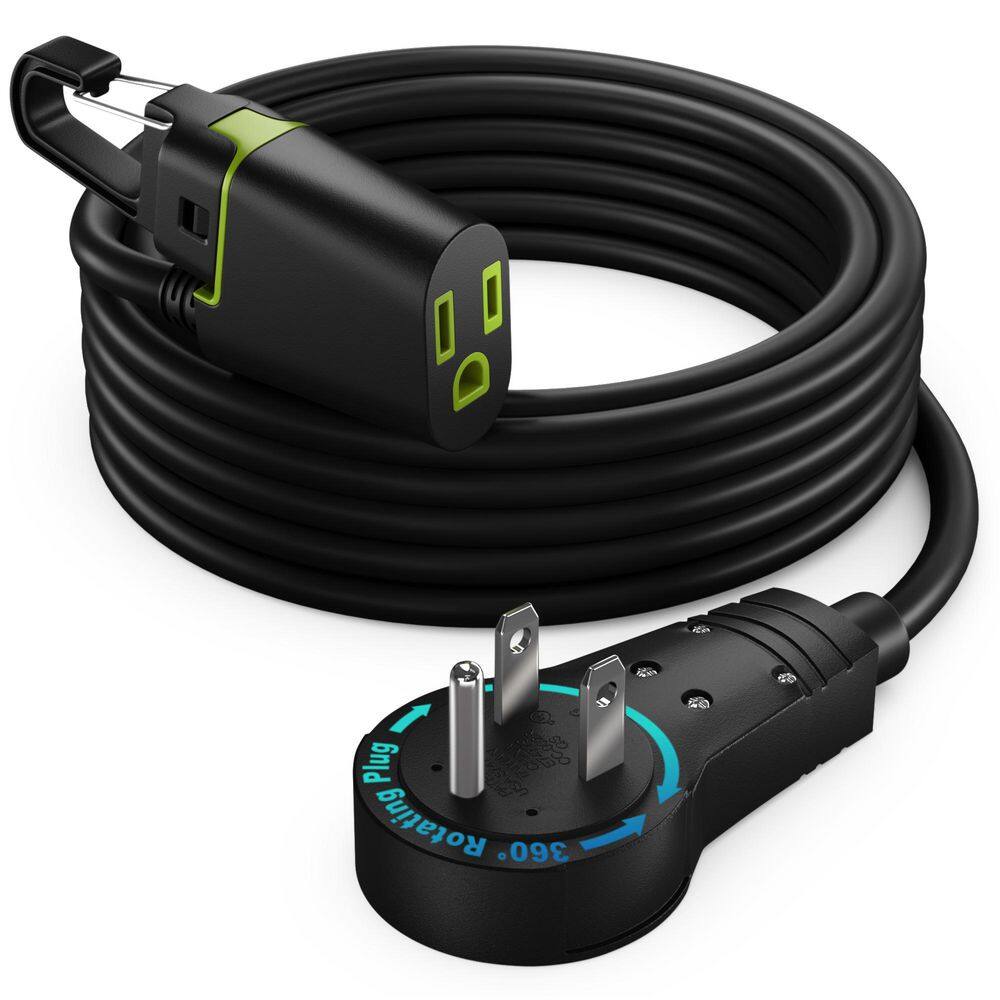 10 ft. 16 / 3 Light Duty Indoor Extension Cord 360° Rotating Flat Plug 1-Outlet with Handle with Hook Black price history on PriceWatchPro