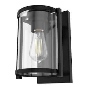 Astwood 7.5 in. Matte Black Sconce with Clear Glass Shade Bathroom Light