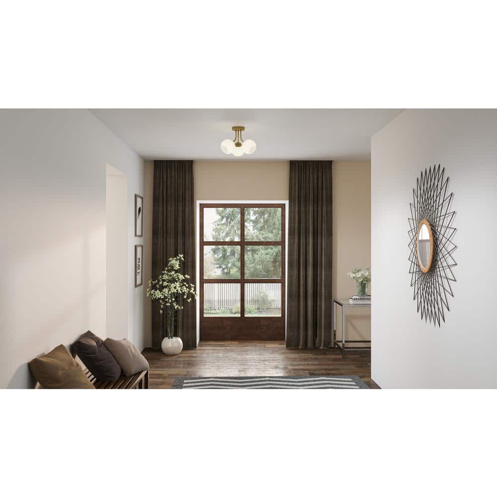 Matte Black and Clear Globe 3-Light Modern Semi-Flush Mount