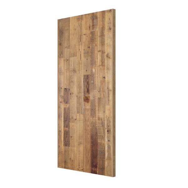 Urban Woodcraft 30 in. x 80 in. Vertical Reclaimed Natural Wood Single Sided Barn Door Slab