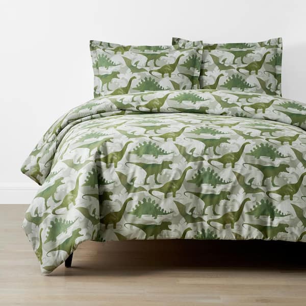 Dinosaur Pillow Cover - Linen and Ivory