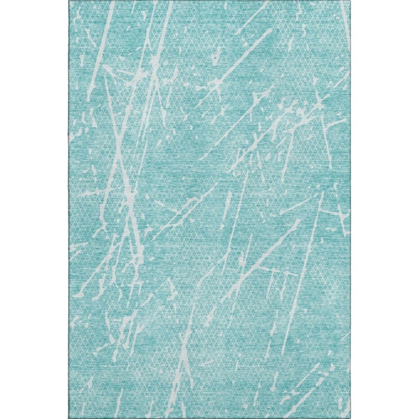 Addison Rugs Mayfield Premium Machine Washable Indoor/Outdoor Geometric AMF628 Teal 3 ft. x 5 ft. Area Rug