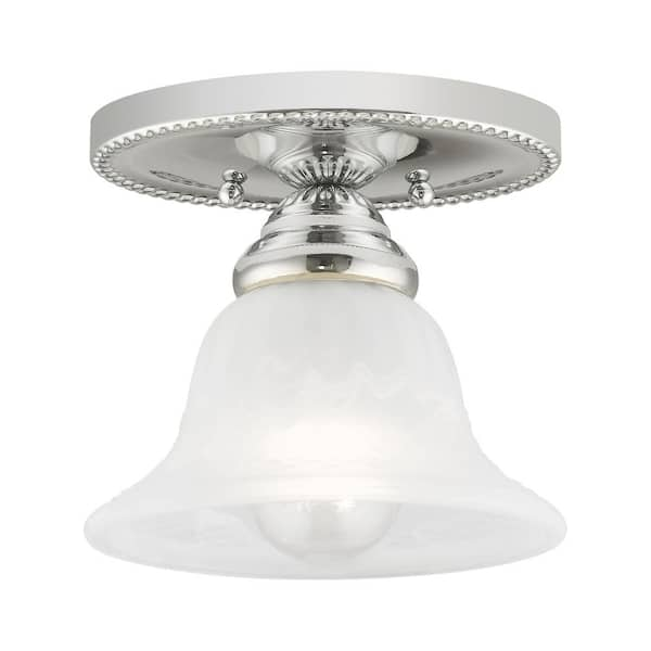 AVIANCE LIGHTING Bodenham 7 in. 1-Light Polished Chrome Semi Flush Mount with White Alabaster Glass