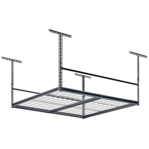 47 in. W x 28 in. H x 47 in. D Adjustable Height Metal Heavy-Duty Overhead Garage Storage Rack in Silver Vein