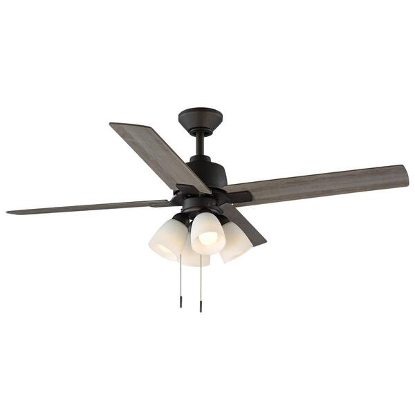 LED Indoor Oiled Rubbed Bronze Ceiling Fan with Light Kit Clarkston II 44 in 