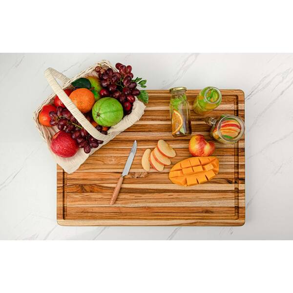 BEEFURNI Teak Wood Cutting Board with Juice Groove, Small Wooden Cutting  Boards for Kitchen, Hanging Chopping Board, Mothers Day Gifts, 1 Year
