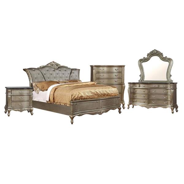 William S Home Furnishing Johara Gold, Gold Upholstered Headboard Queen