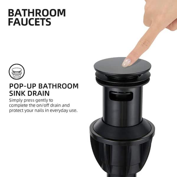 Waterfall Single Handle Single Hole Bathroom Faucet With Deckplate and Pop-Up Drain Assembly in Black