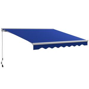 Blue 12.8 ft. x 9.8 ft. Sun Shade Shelter with LED Lights, Remote Controller and Crank Handle