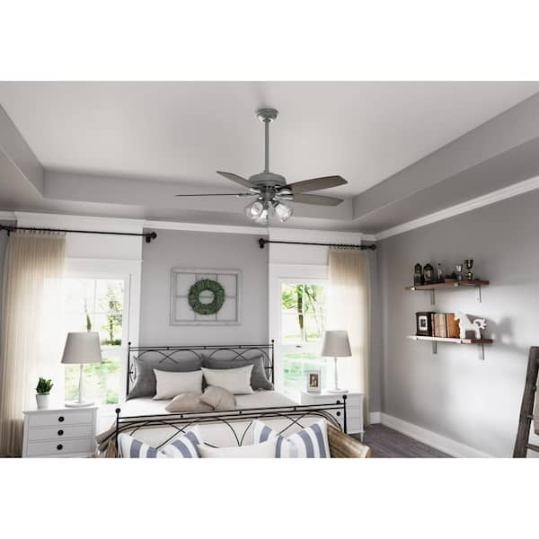 Highbury II 52 in. LED Indoor Matte Silver Ceiling Fan with Light Kit