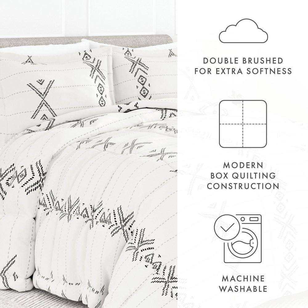 Gray and White Microfiber Down Alternative Full Comforter Set