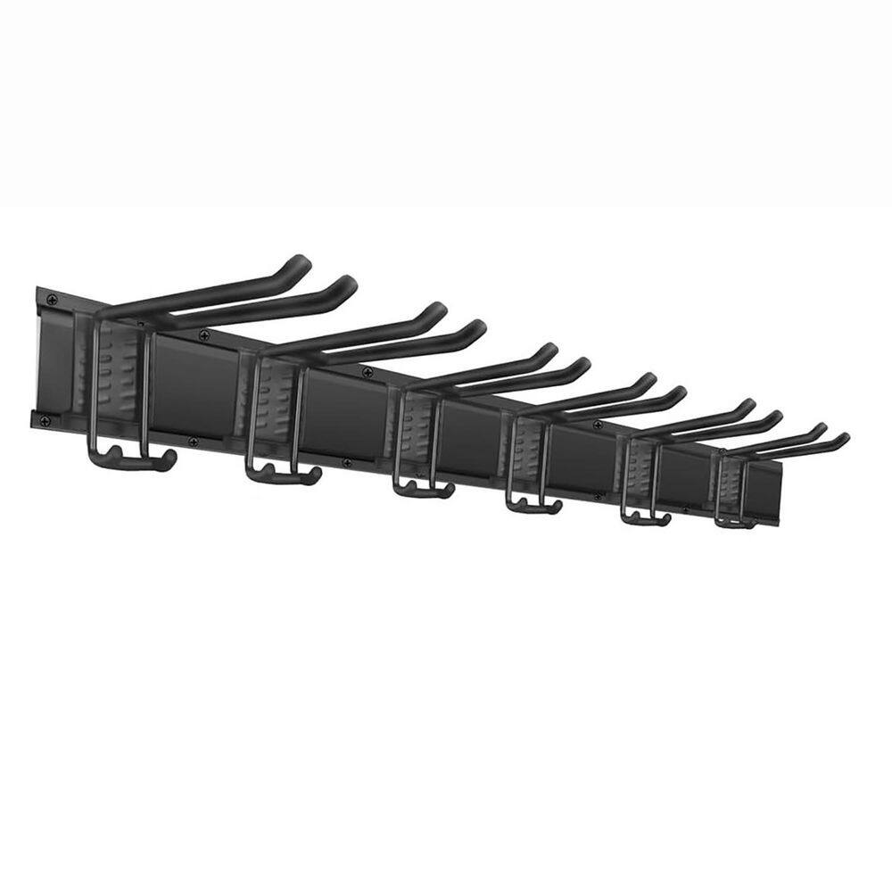 48 in. Black Alloy Steel Adjustable Double-Layer Hook Wall Rack with 3 Rails for Garage Garden Tool Storage price history on PriceWatchPro