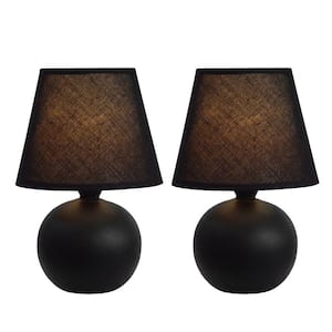 8.78 in. Black Mini Ceramic Globe Table Lamp (2-Pack)
