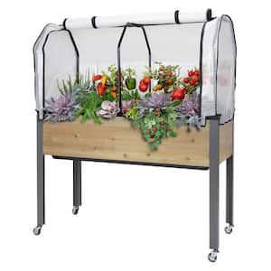21 in. x 47 in. x 32 in. Self-Watering Cedar Planter, Greenhouse and Bug Cover