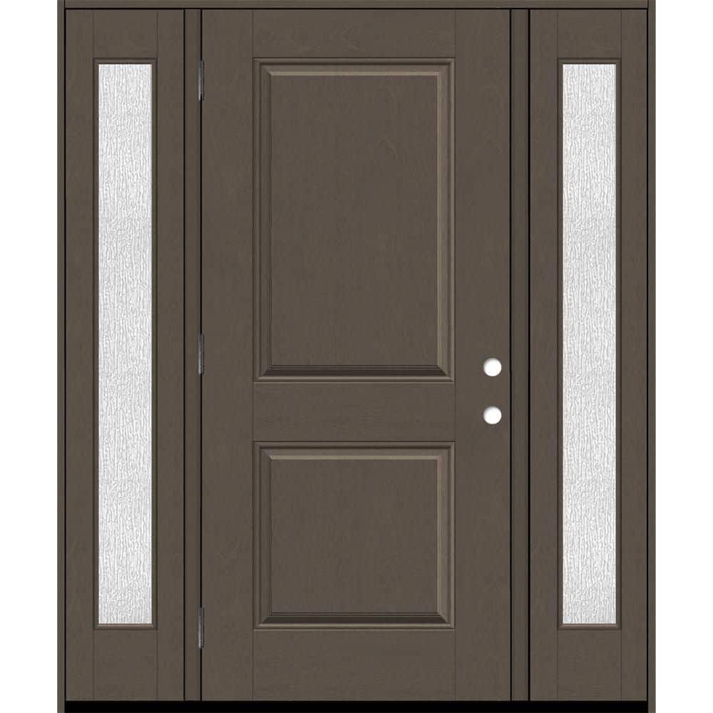 Regency 68 in. x 80 in. 2P Squaretop RHOS Ashwood Stain Mahogany Fiberglass Prehung Front Door with Rain14in. SLs 4-9/16 price history on PriceWatchPro