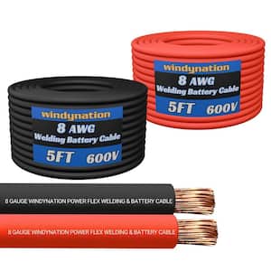 WindyNation 8-Gauge 15 ft. Black/15 ft. Red Welding Cable (1 Pair