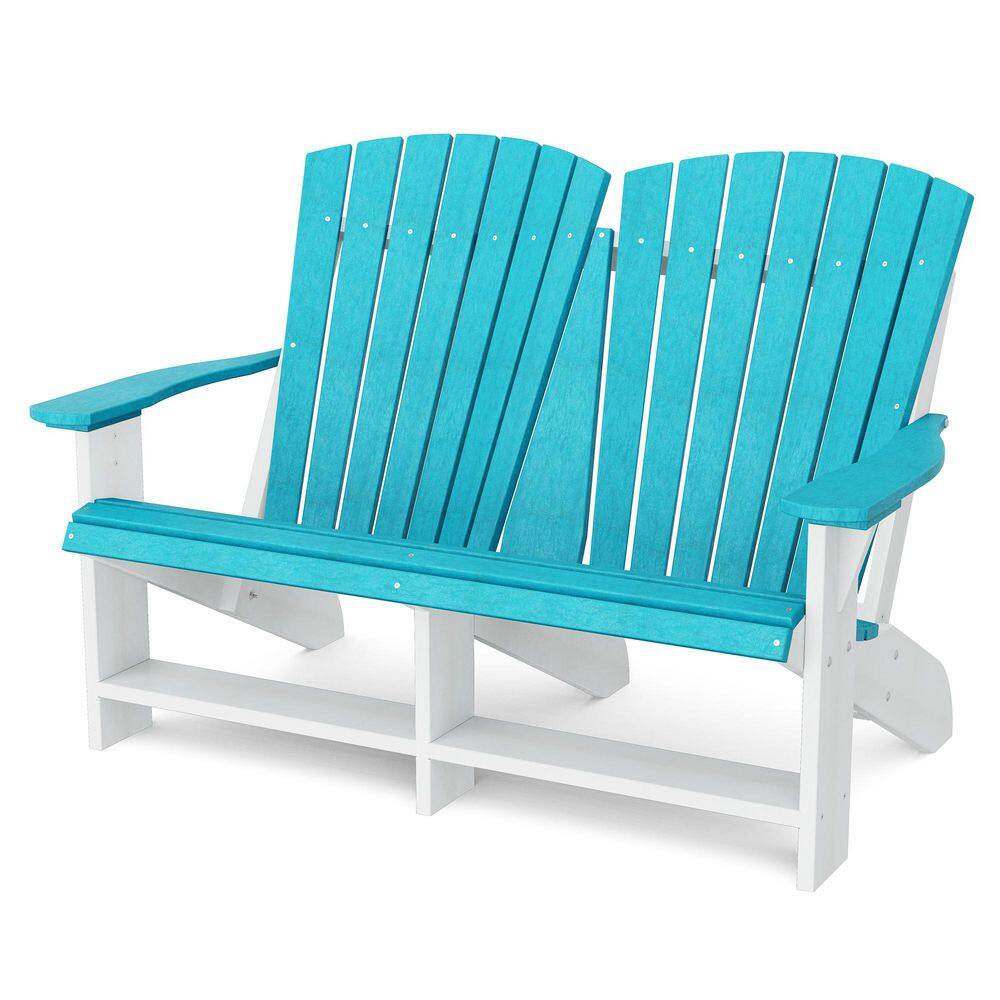 Heritage Aruba Blue and White HDPE Plastic Outdoor Double Adirondack price history on PriceWatchPro