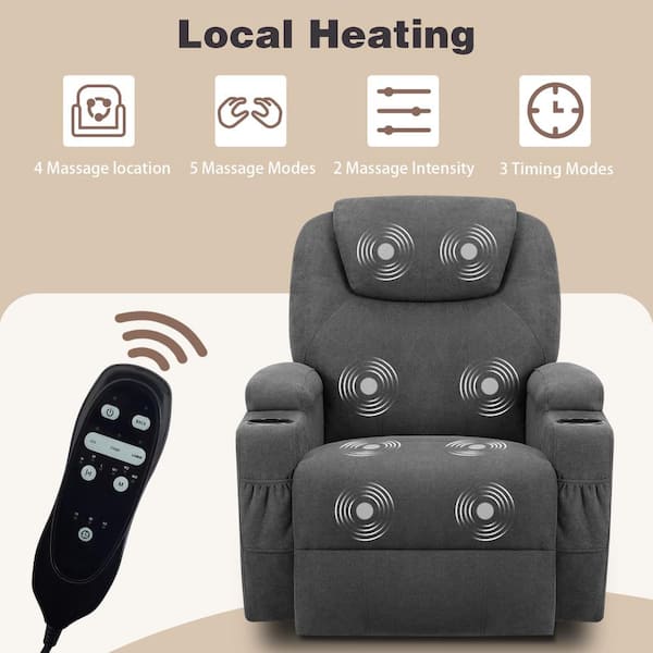 LACOO Big and Tall Smoke Gray Recliner Swivel and Rocking Chair