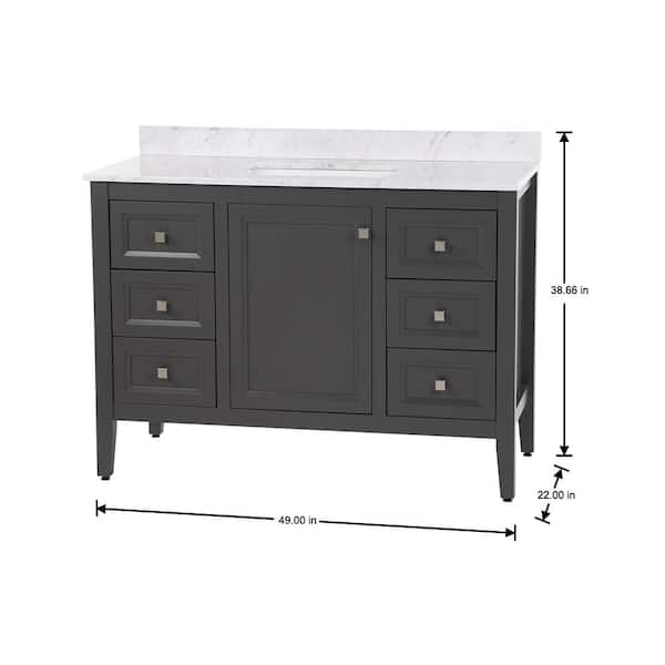 Darcy 49 in. Single Sink Shale Gray Bath Vanity with Lunar Cultured Marble Top (Assembled)