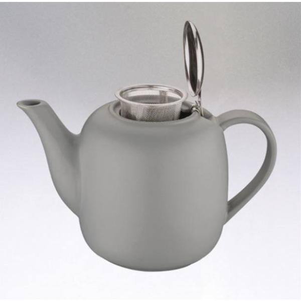 Gray Ceramic Teapot with Stainless Steel Lid, 50 fl. oz.
