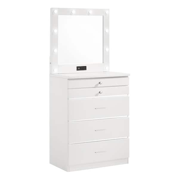 5 Drawer High Gloss White Chest, Chest Mirrored Dresser Ikea