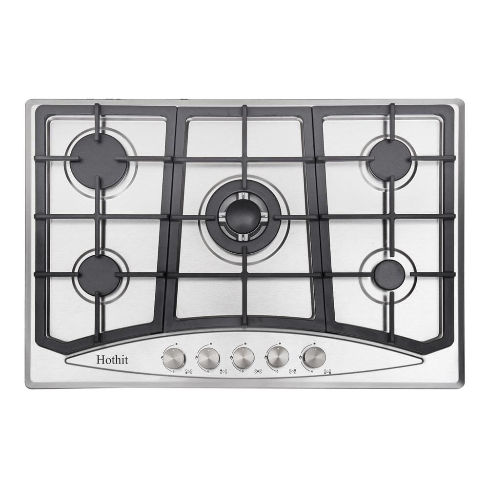 30 in. Gas Stove 5-Burners Recessed Gas Cooktop in Stainless Steel with Sealed-Burners and LP Conversion Kit