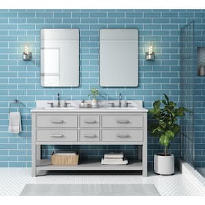 Brooks 61 in. W x 22 in. D x 35 in. H Double Sinks Bath Vanity in Chilled Gray finish with Cala White Engineered Top