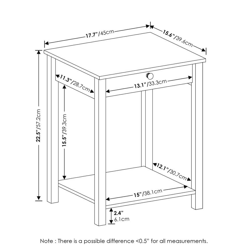Compact Americana Wood Side Table with Storage Drawer
