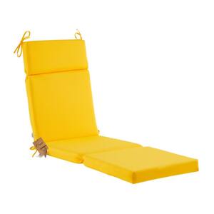 Outdoor Chaise Lounge Tufted Cushion with Ties, Replacement Wicker Chair Cushion for furniture, 72"Lx21"Wx3"H, Yellow
