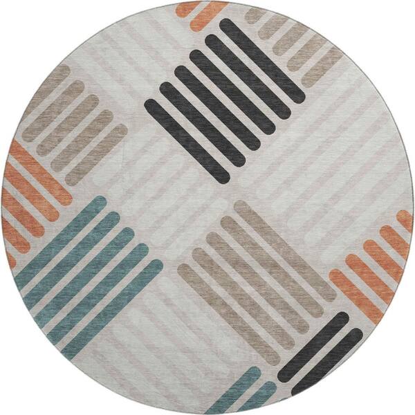 Mayfield Premium Machine Washable Abstract AMF2339 Dune 8 ft. x 8 ft. Round Rug