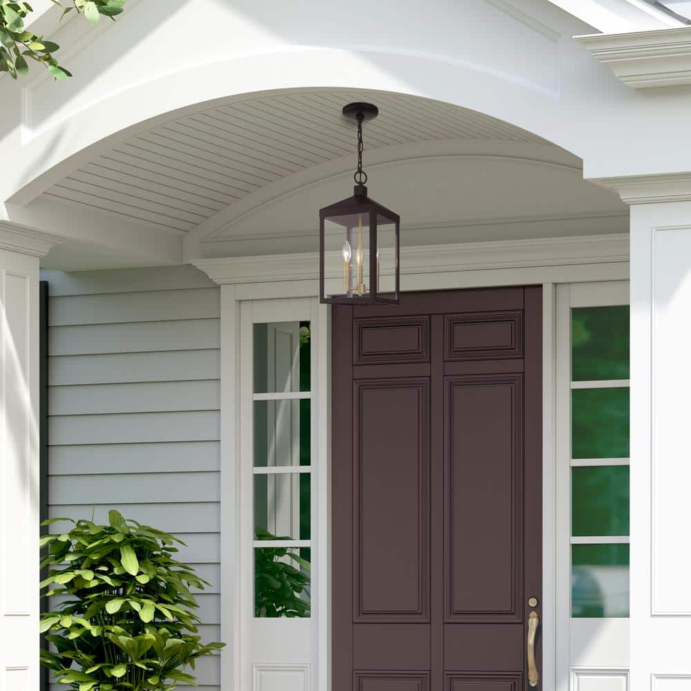 Nyack Bronze and Brass 3-Light Outdoor Pendant Lantern