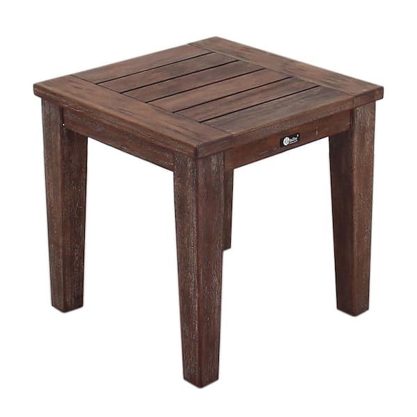 Courtyard Casual Bridgeport SQ End Table 20 in. x 20 in. x 20 in. FSC Eucalyptus in Rustic taupe brown finish
