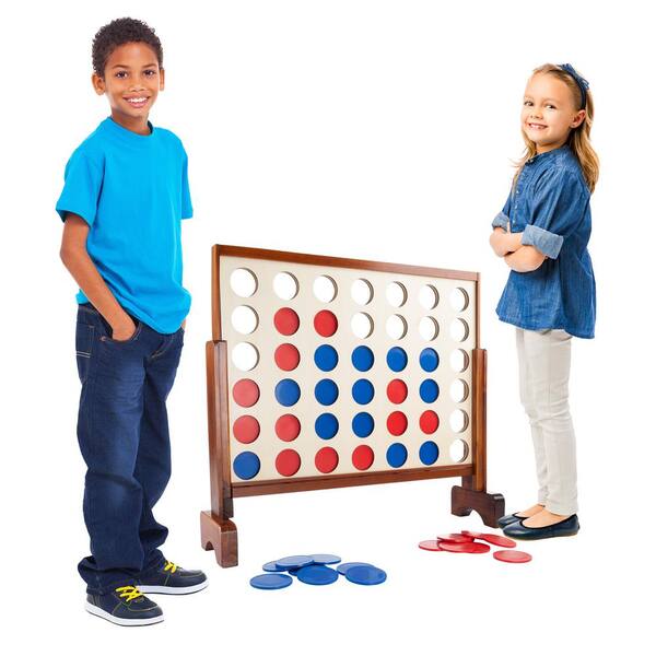 Giant Wooden 4 in a Row Board Game Set 4 Connect Fun Family Game for Backyard 