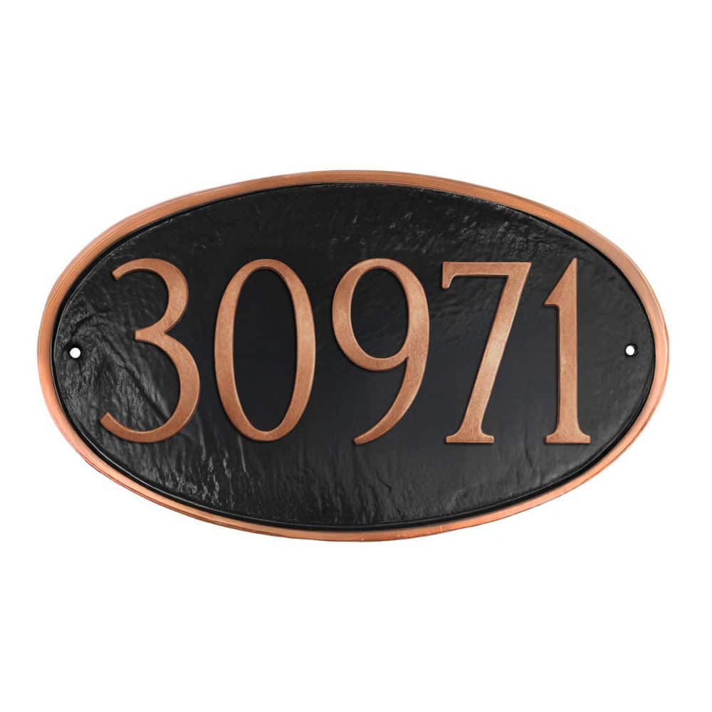 Classic Oval Small Address Sign Plaque - Black/Copper product image for price tracking
