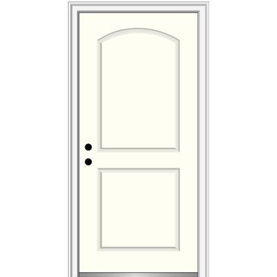 36 in. x 80 in. Right-Hand Inswing 2-Panel Archtop Classic Painted Fiberglass Smooth Prehung Front Door