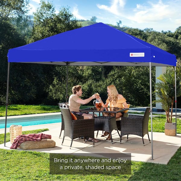 Best Choice Products 10 ft. x 10 ft. Resort Blue Easy Setup Pop Up Canopy  Instant Portable Tent w/1-Button Push and Carry Case SKY6962 - The Home  Depot