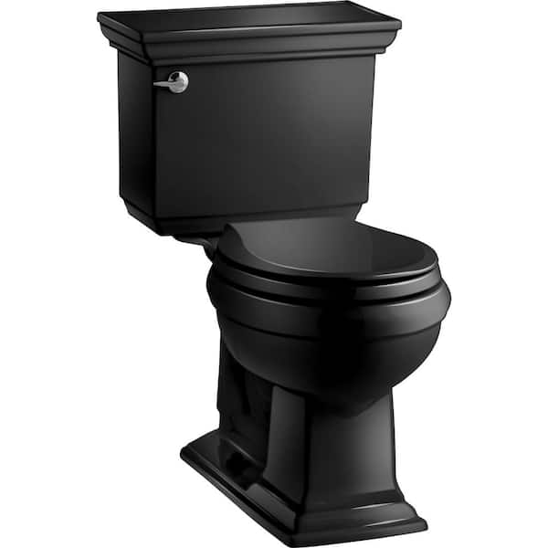 KOHLER Memoirs Stately 2-piece 1.28 GPF Single Flush Round Toilet with AquaPiston Flushing Technology in Black