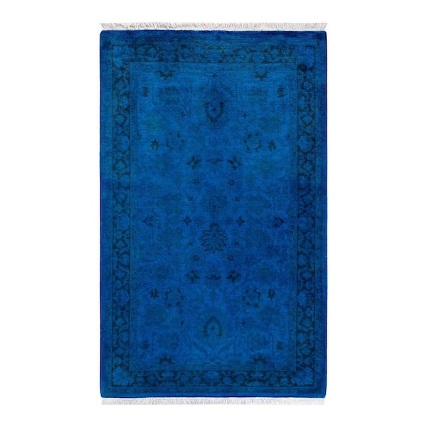 Chloe & Olivia Home Overdyed Blue 3 ft. 2 in. x 5 ft. 1 in. Wool Indoor Area Rug