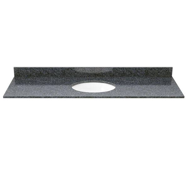 Solieque 49 in. Granite Vanity Top in Blue Pearl with White Basin