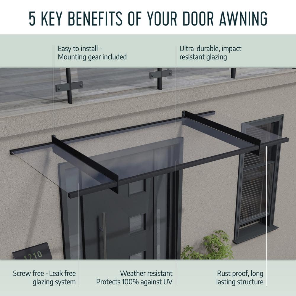 Neo Gray Polycarbonate Door and Window Awning