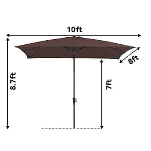 8 ft. x 10 ft. Steel Rectangular Market Umbrella in Brown